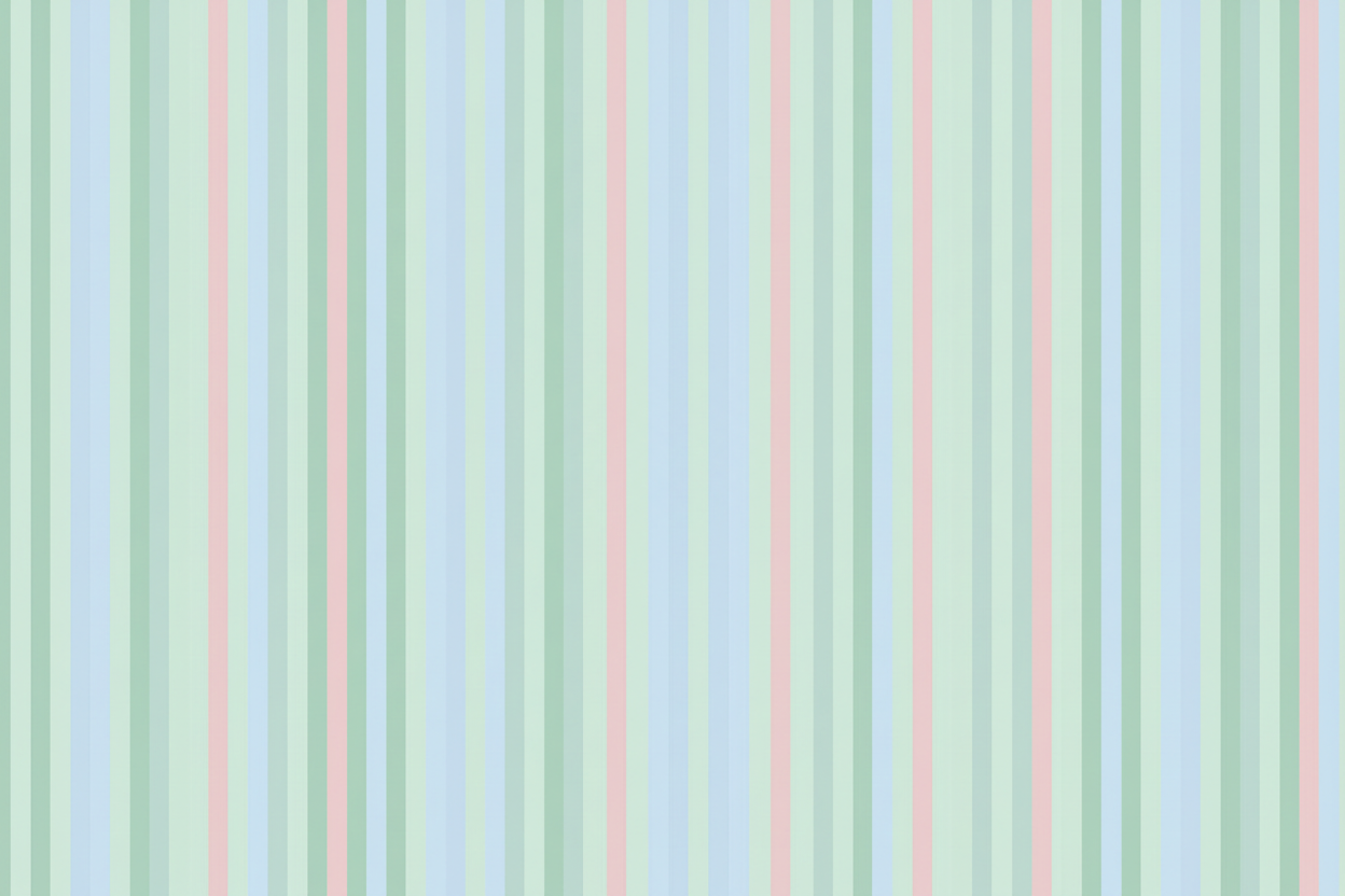 thin strips, green pink mint and baby blue like wall paper